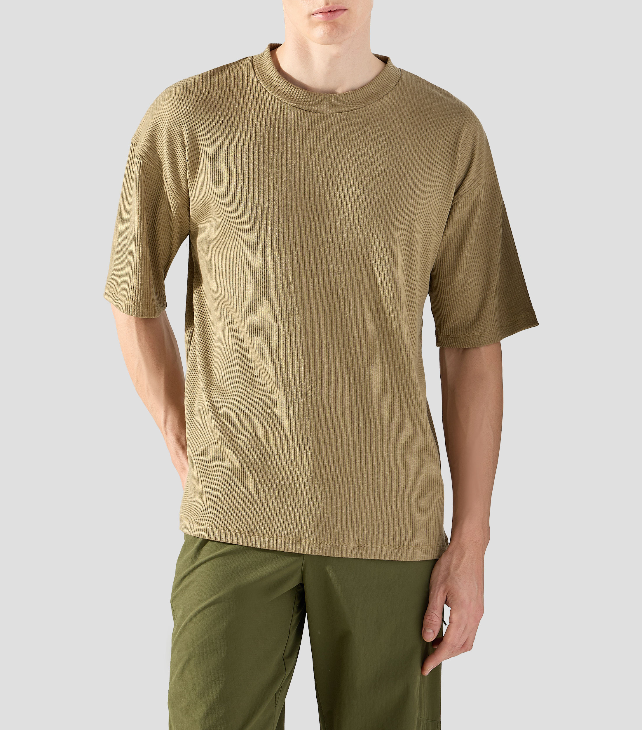 Playera cuello redondo manga corta sólida Hombre